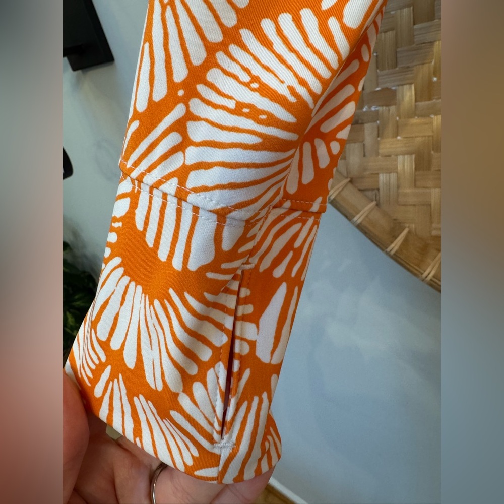 TOMMY BAHAMA GOLF Full Zip Jacket Orange & White Print Women’s Size L - Picture 6 of 6